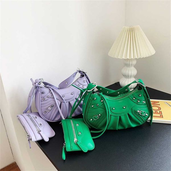 

rivet locomotive new underarm folded crescent mother single shoulder bag female clearance 85% off