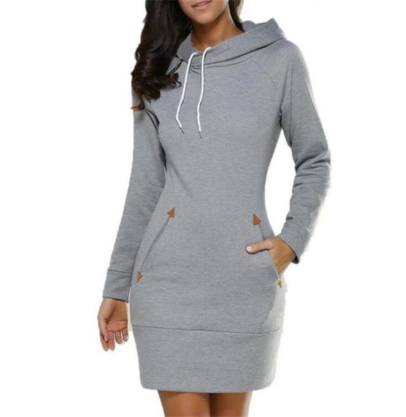 

casual dresses viianles sweatshirt women dress fashion hooded spring autumn drawstring tracksuit hoodies vestidos5847230, Black;gray