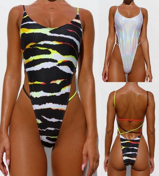 

women one piece bikini high cut swimsuit ladies backless swimwear bodysuit zebra print bathing suit female beachwear 0507233086800, White;black