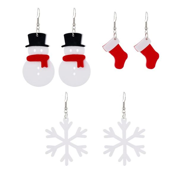 

new style lovely christmas jewelry geometric snowflake snowman stocking dangle earrings with women039s acrylic fashion accessor4217704, Silver