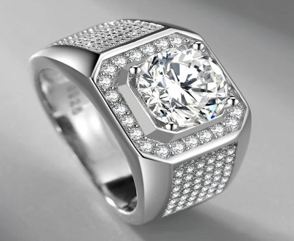 

simulated moissanite s925 silver ring men039s wedding engagement square diamond ring micro inlaid multy diamonds jewelry gift7214445, Golden;silver