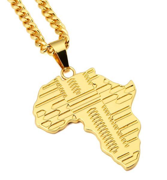 

fashion jewelry men 18k gold plated necklace design hip hop rock micro pendant map of africa chain length 75cm1908570, Silver