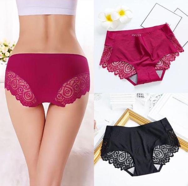 

lace panties thongs seamless cotton breathable briefs plus size girl ice silk underwear briefs plus size5257900, Black;pink