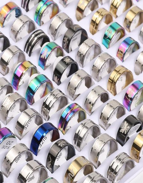 

bulk fashion multicolor stainless steel band rings for women men mix different style party jewelry gifts in whole2733416, Silver