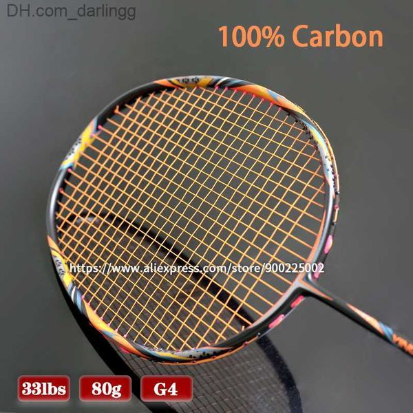 

badminton rackets high tension 33lbs 100% full carbon fiber 4u 80g badminton racket strung offensive type racquet with bags strings speed sp