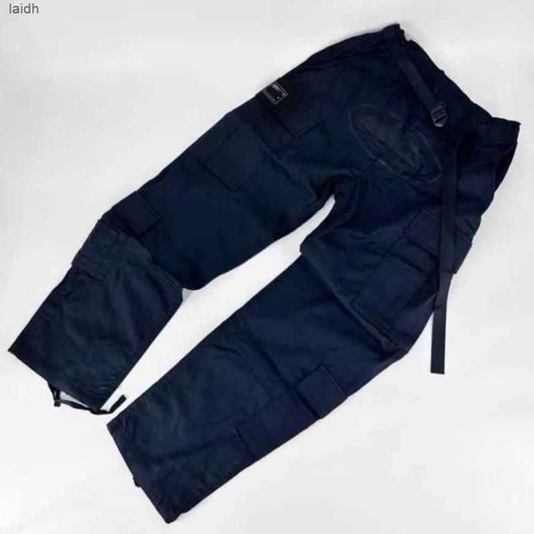 

cortez alcatraz cargo pants multi pocket side button loose casual sports straight leg leggings men 9ael, Black
