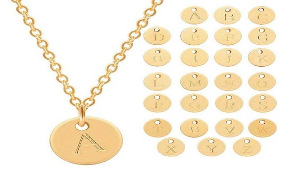 

26 letters initial necklace silver gold rose gold color disc necklace letter pendant necklaces jewelry whole3959797