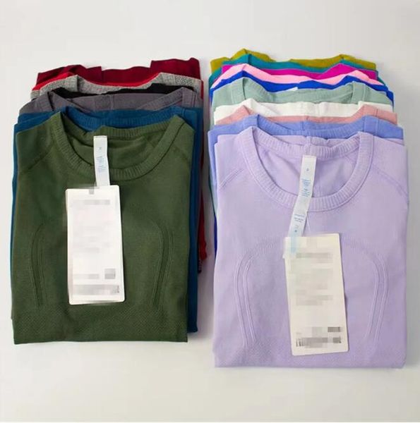 

women lu-088 yoga t-shirts women's t-shirt high-elastic breathable running quick drying seamless short sleeve sport-cycling gym wear lu