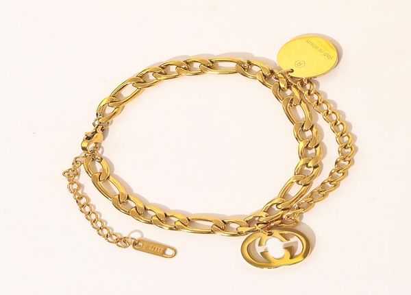 

new fashionable women bracelets bangle 18k gold plated bracelet wristband cuff chain stainless steel lovers gift wedding jewelry z7160360, Black