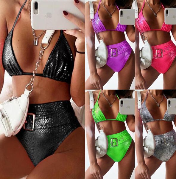 

3 color new bikini bikini explosion model crocodile skin fabric swimsuit lady split swimwear 20805579343, White;black