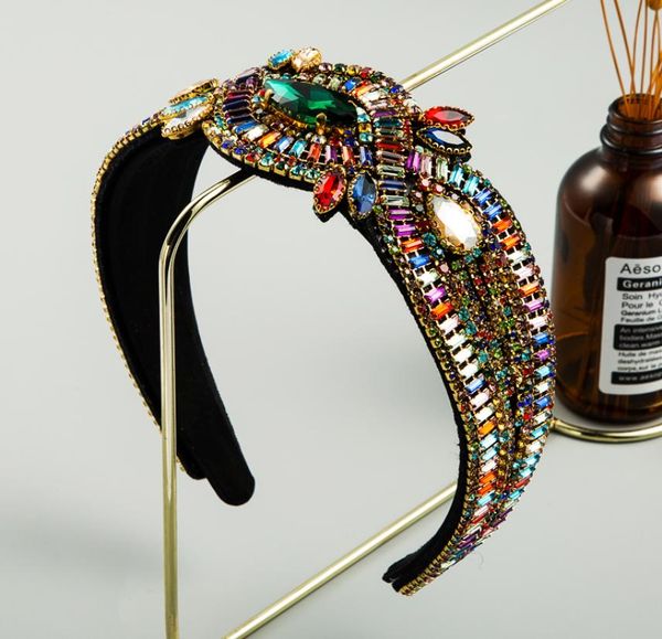 

glorious baroque multi color crystal designer headband for woman luxurious full rhinestone headband woman party hair accessories3549338, Silver