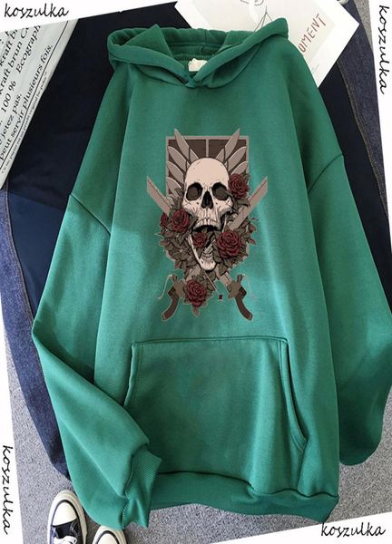 

anime hoodie attack on titan hoodied long sleeve streetwear harajuku sweatshirt women sport hoody green g13651149, Black