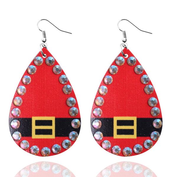 

crystal pave surround leather christmas earrings for women rhinestones santa belt buckle print teardrop christmas tree earrings je9529186, Silver