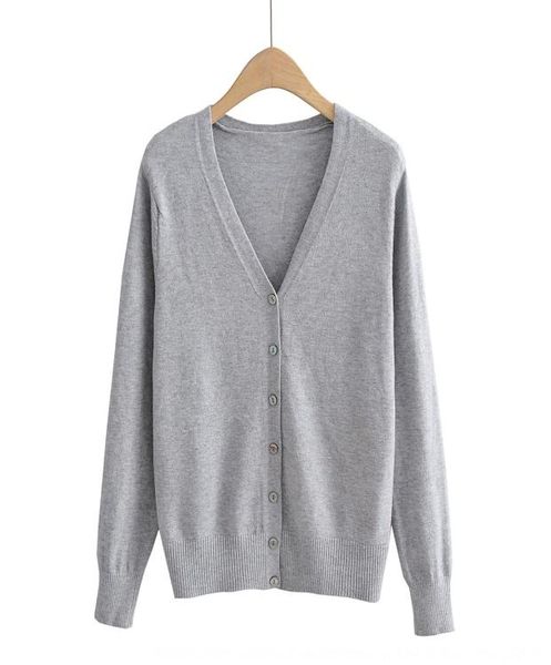 

korean women039s clothing autumn and winter 2020 new simple solid color sweater vneck long sleeve cardigan sweater female d9295806823, White;black