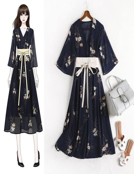 

ethnic clothing japanese stylevintage printing fashion vneck dress 2021 long kimono traditional cosplay geisha women yukata9459957, Red