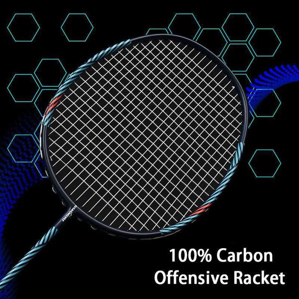 

badminton rackets offensive rackets strung 100% carbon fiber badminton racket ultralight professional 22-30lbs racquet with bag q230901