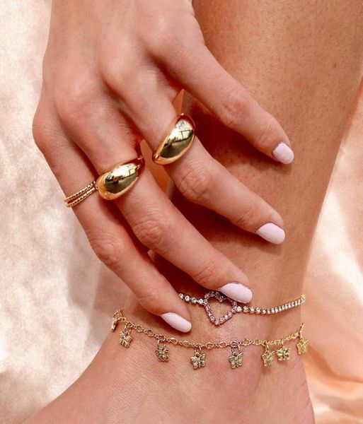 

2020 new whole high polished open adjust size gold silver color chunky dome ring for women2371375