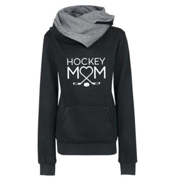 

women's hoodies & sweatshirts for women hockey mom letters print kaii sweatshirt femmes cotton pattern pockets hoody2525387, Black