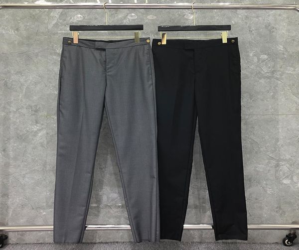 

designer suit pants wool solid business formal wedding dress men039s pants luxury brand slim straight fit plain weave gold butt3943424, Black