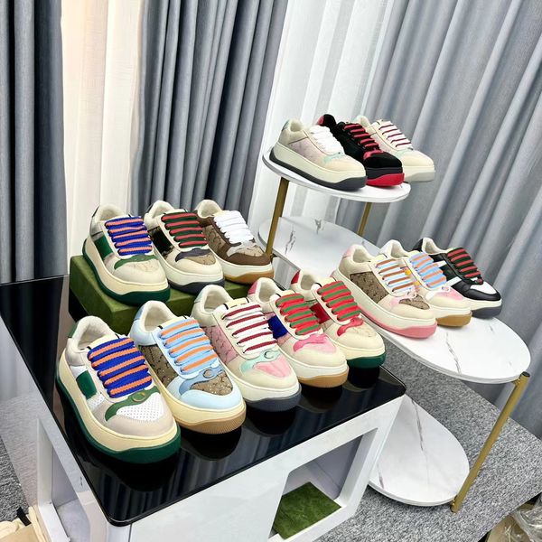

screener designer shoes vintage sneaker platform sneakers men canvas rubber trainers red green women shoe suede trim lace-up printing fabric