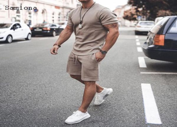 

summer short sleeve twopiece men sweat casual suit solid color men039s sets mens clothes t shirt short pants men039s sports4200727, Gray