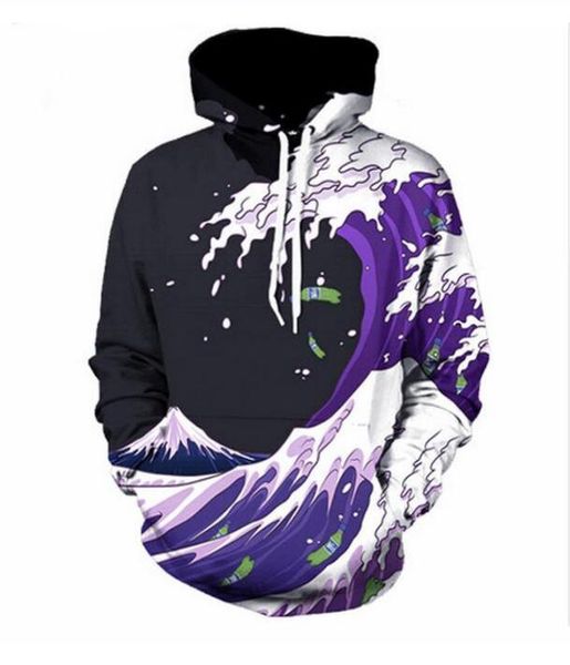 

new fashion harajuku style 3d printing hoodies purple sea wave men women autumn and winter sweatshirt hoodies coats rr03076779068, Black