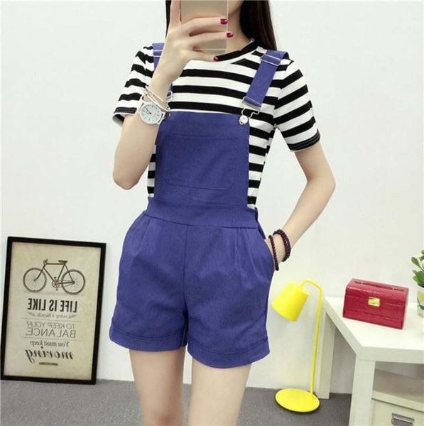 

women summer lovely jumpsuits spring denim jeans overalls shorts female pinkwhiteblack overall jumpsuit9418927, White;black