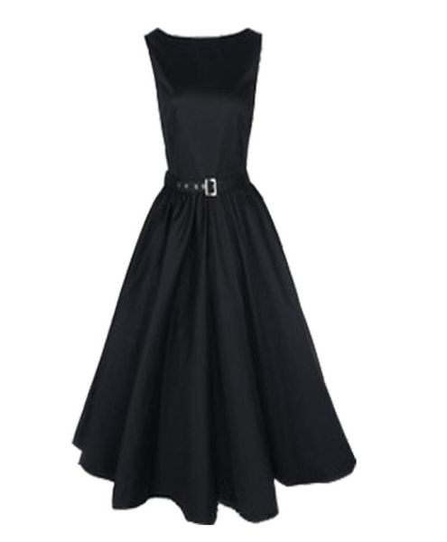 

women dresses oneck vintage sleeveless casual party robe rockabilly 50s vestidos with big swing dress black s2xl2268173, Black;gray
