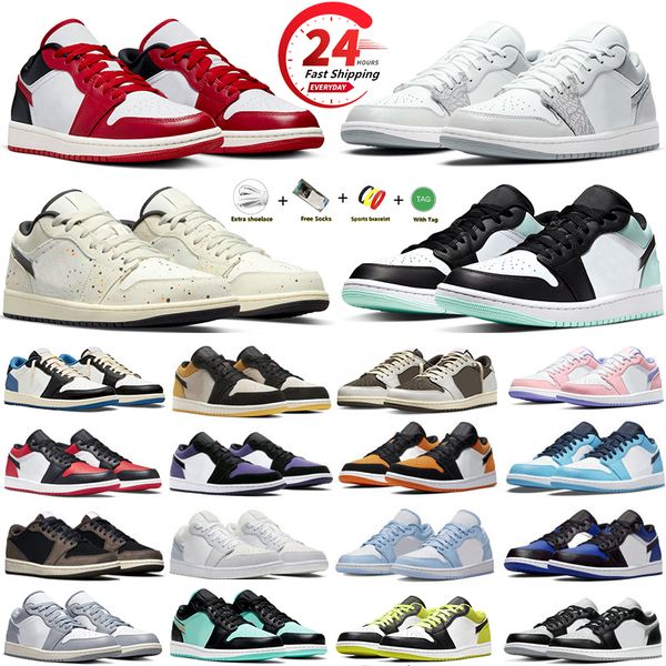 

jumpman 1 1s low basketball shoes sneaker diamond gym red tie dye arctic punch black toe citron pulse reverse dark fragment unc coral men wo