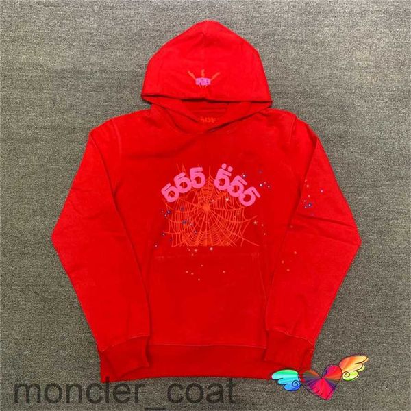 

men's hoodies sweatshirts 2023 red sp5der 555555 hoodie men women 1 angel number puff printing graphic spider web pullovers, Black