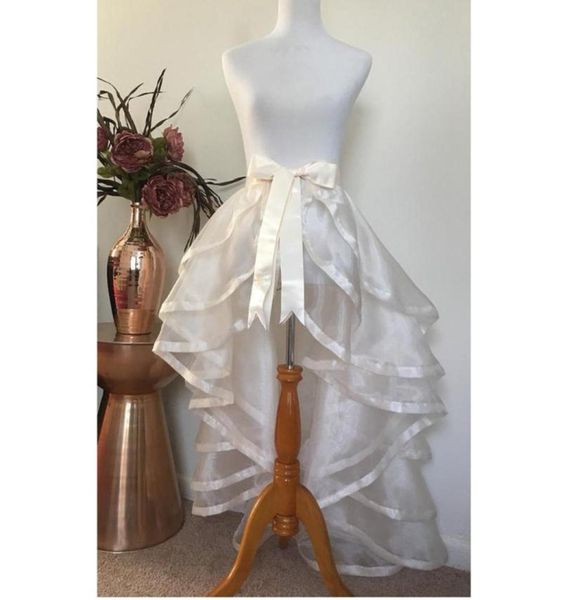 

skirts formal bridal organza detachable train ruffles high low long women wrap tiered cure bow female overlap skirt 20223015149, Black