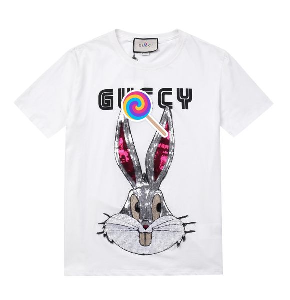 

summer men and women039s brand designer g letter bugs bunny embroidery breathable short sleeve men039s shirt tshirt wholesa5479780, Black