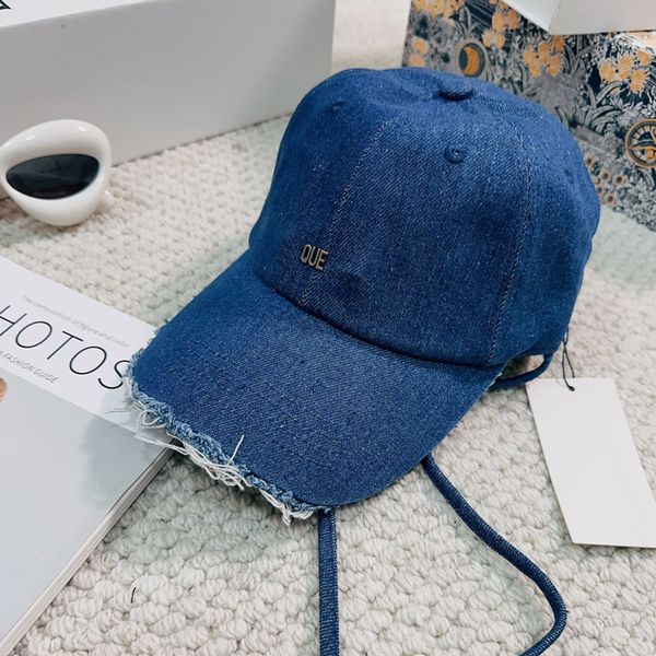 

23fw usa women denim caps high street adjustable casual europe peaked hats tassels with strings sep 1, Blue;gray