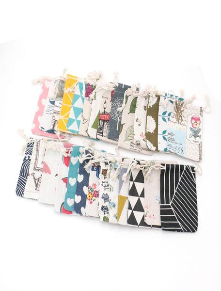 

912cm printed cotton bag for packing gifts put jewelry candy and other small objects can be customized6013445, Pink;blue