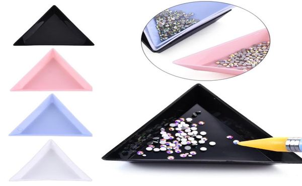 

triangle plastic rhinestone nail art storage box plate tray holder container jewelry glitter cup diy decoration dotting tool7736100, Silver