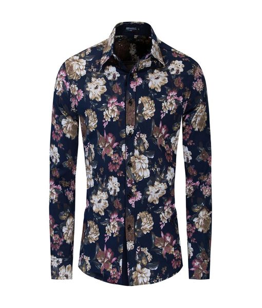 

spring and autumn new style men039s cotton leisure long sleeve slim shirt printing7771866, White;black