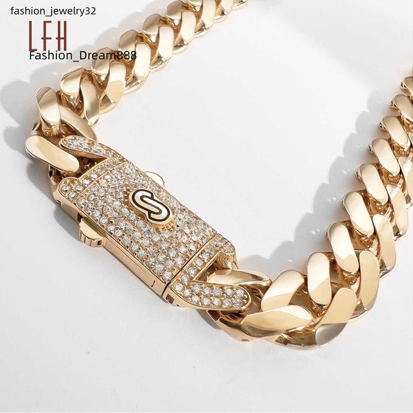 

wholesale choker 18k gold custom cuban link chain 18k gold cuban miami chain real gold 8.75mm miami monaco cuban link necklace, Silver