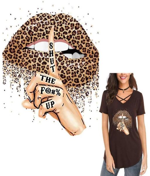 

sewing notions iron on patches for clothing design leopard lips heat press decals washable diy thermal transfer stickers for tshir9300212, Black