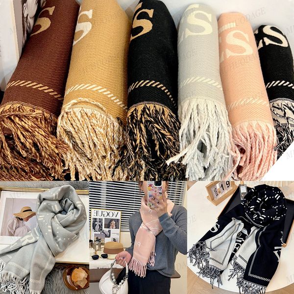 

Ladies Designer Warm Wool Long Shawl Wrap Tassels Scarfs Cashmere Women Classic Horse Thick Blanket Unisex Scarves 180*65CM