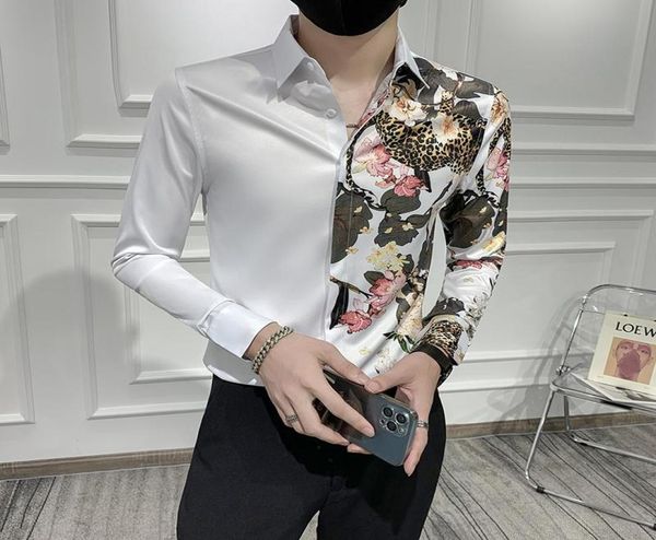 

men039s casual shirts slim fit vintage mens fashion dress with printed designer party silk smooth satin clothes for men bags to2154660, White;black