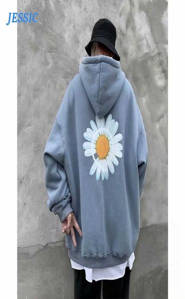 

jessic mens harajuku hoodies spring flower print fleece thick sweatshirts male autumn korean oversized streetwear8589102, Black