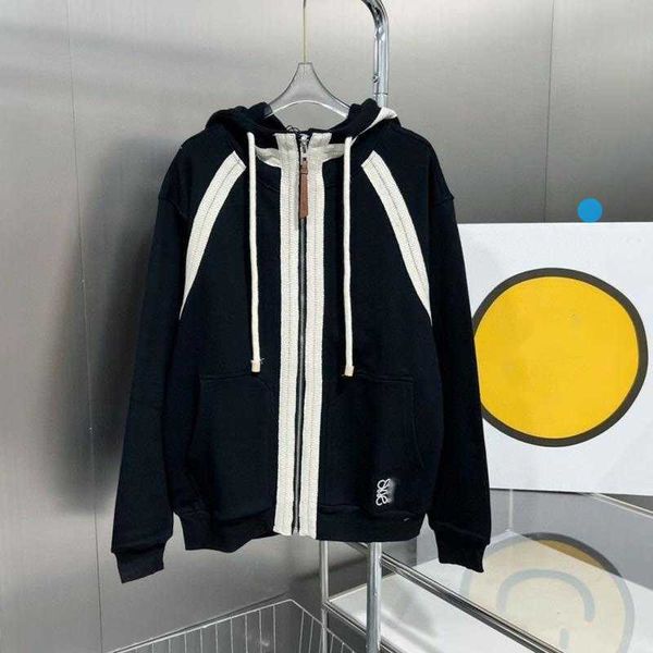 

23ss hooded sweater men women zipper hoodies loe designer hoodie casual jacket men's sweatshirt logo embroidered hood overszie coat, Black