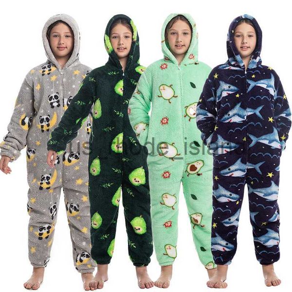 

pajamas one piece hooded stitch pajamas boys girls cartoon sleepwear unicorn thick fleece onesies warm hoodie pajamas sets x0901, Blue;red