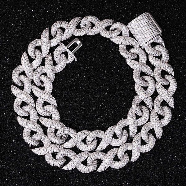 

new dign 1m wide cuban 925 solid sier gold plated gra moissanite cuban link chain mens hip hop necklace, Silver