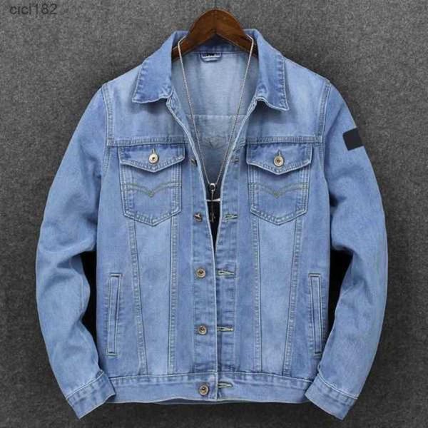 

denim spring autumn casual light blue men 2023 new commuter large size fashion luxury coat middle-aged stone jacket 37akj, Black;brown