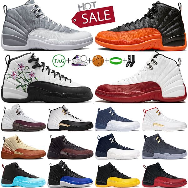 

12s mens basketball shoes outdoor sports sneakers cherry brilliant orange floral field purple stealth indigo playoffs high-sneaker jumpman 1