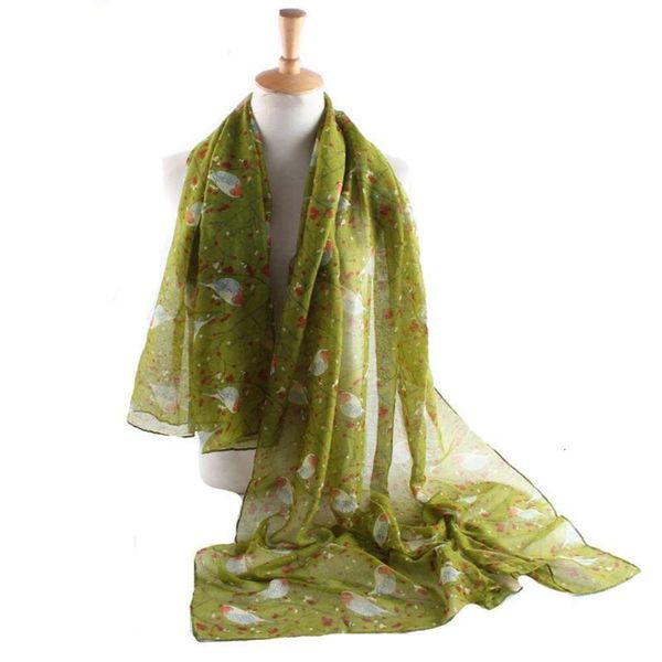 

autumn fashion scarf womens tree branch bird print sunblock paris gauze air conditioner shawl, Blue;gray