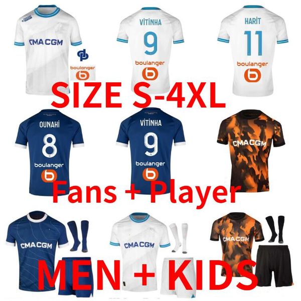 

s-4xl 23 24 aubameyang soccer jerseys 2023 2024 marseilles maillot foot cuisance guendouzi gigot vitinha clauss football shirts men kids ver, Black;yellow