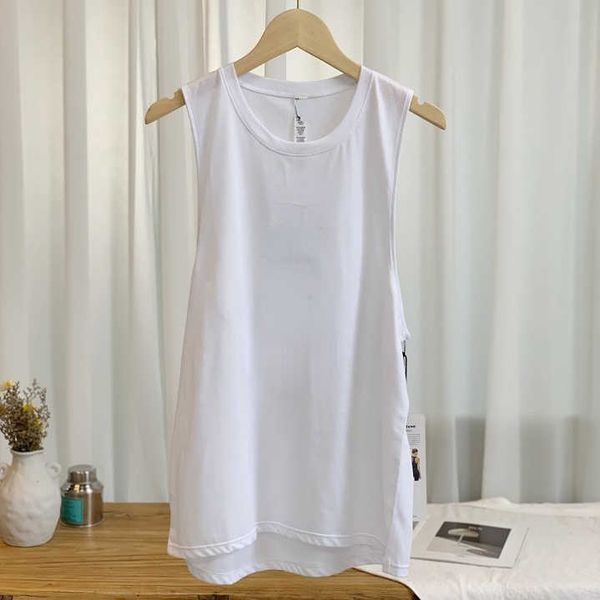 

yoga lu lu lemon women's t-shirt clothes vest sports fitness loose casual t-shirt blouse sleeveless women sport running gry