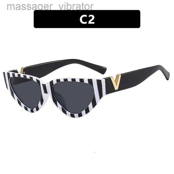 

small 2023 new fashion show frame v cat eye sunglasses women's fashion g29k v7f3, White;black